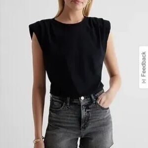 Express Black Tee with Shoulder Pads